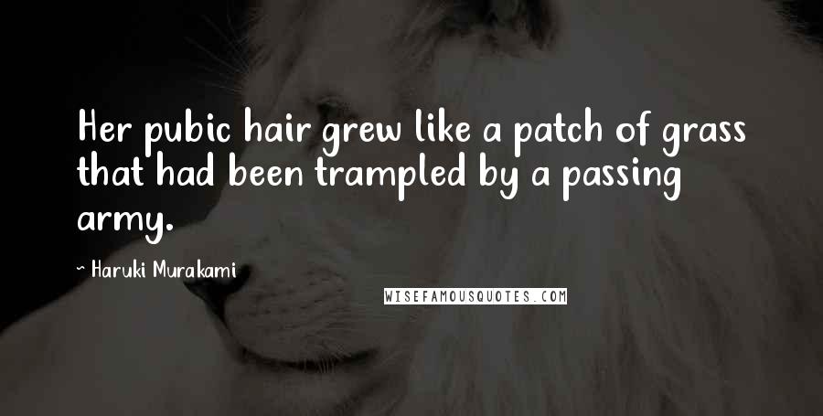 Haruki Murakami Quotes: Her pubic hair grew like a patch of grass that had been trampled by a passing army.