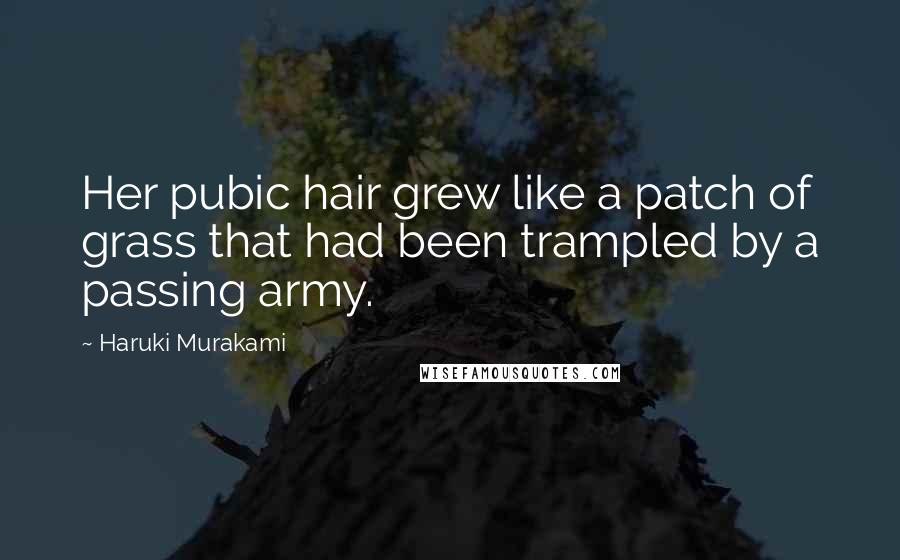 Haruki Murakami Quotes: Her pubic hair grew like a patch of grass that had been trampled by a passing army.