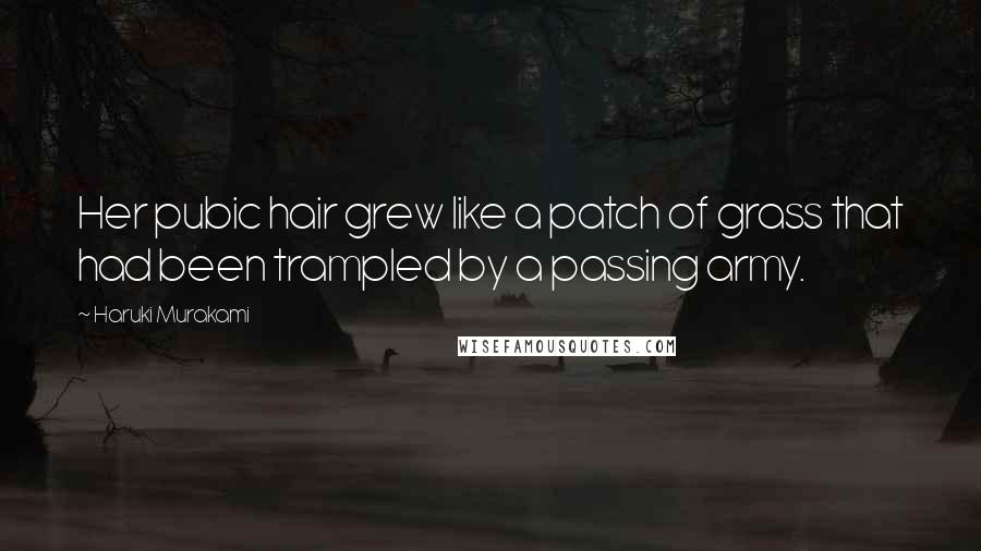 Haruki Murakami Quotes: Her pubic hair grew like a patch of grass that had been trampled by a passing army.