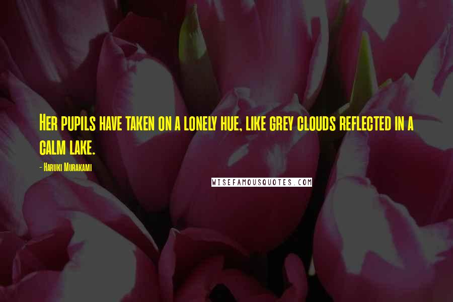 Haruki Murakami Quotes: Her pupils have taken on a lonely hue, like grey clouds reflected in a calm lake.