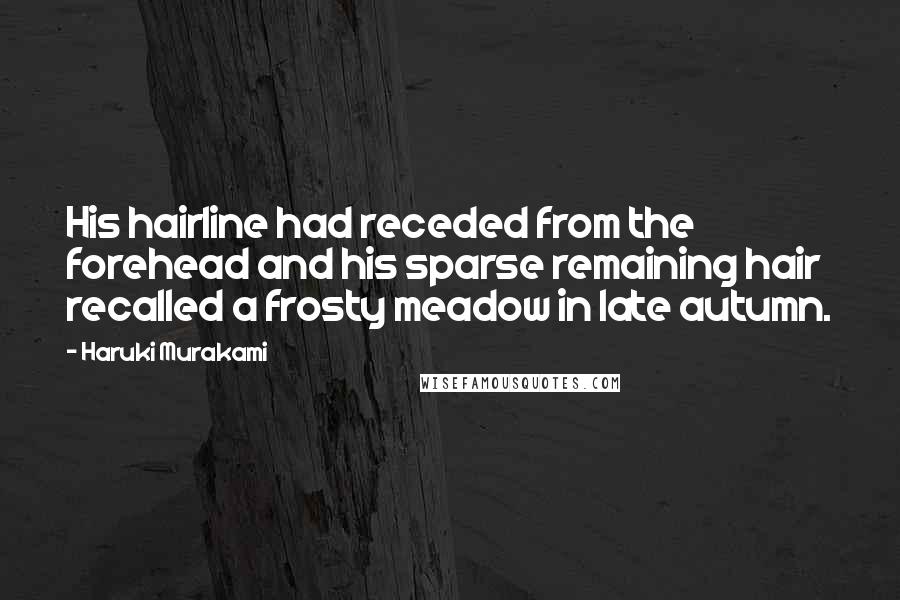 Haruki Murakami Quotes: His hairline had receded from the forehead and his sparse remaining hair recalled a frosty meadow in late autumn.