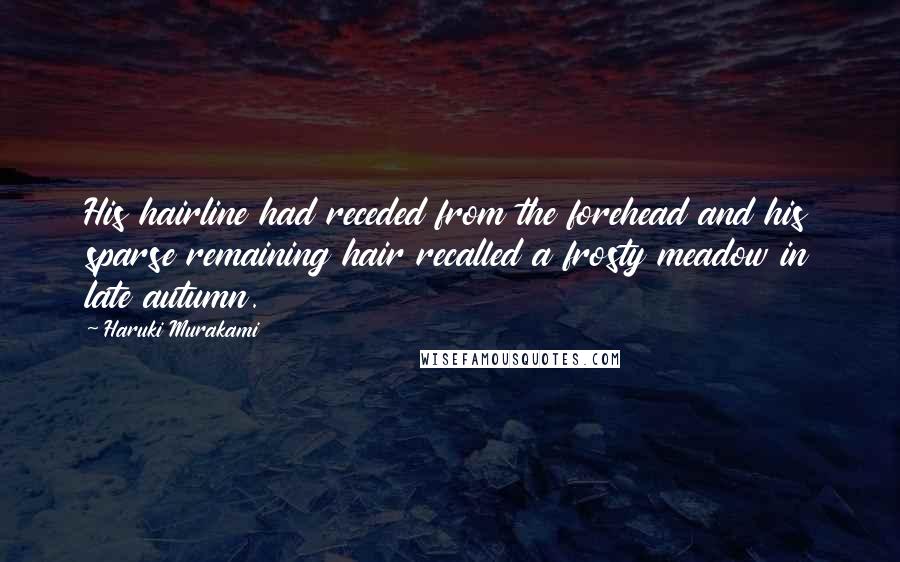 Haruki Murakami Quotes: His hairline had receded from the forehead and his sparse remaining hair recalled a frosty meadow in late autumn.