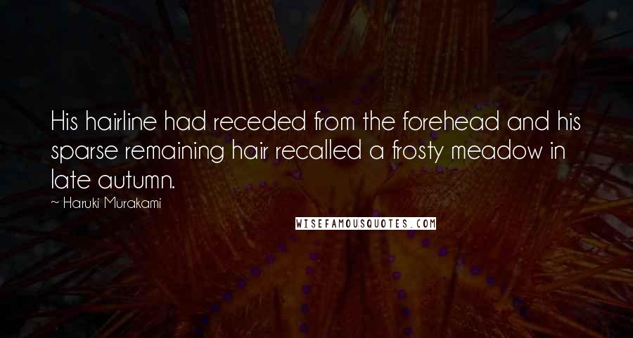 Haruki Murakami Quotes: His hairline had receded from the forehead and his sparse remaining hair recalled a frosty meadow in late autumn.