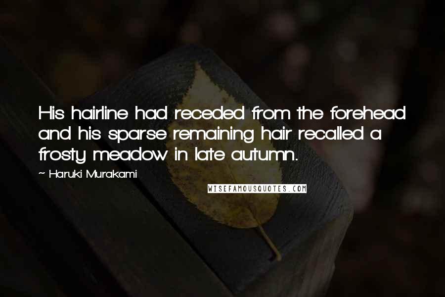 Haruki Murakami Quotes: His hairline had receded from the forehead and his sparse remaining hair recalled a frosty meadow in late autumn.