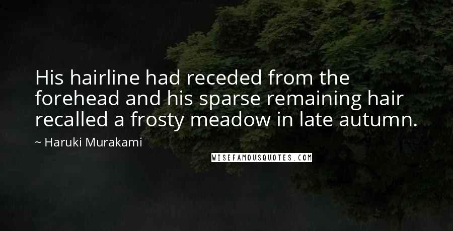 Haruki Murakami Quotes: His hairline had receded from the forehead and his sparse remaining hair recalled a frosty meadow in late autumn.