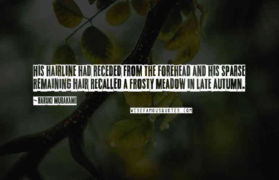 Haruki Murakami Quotes: His hairline had receded from the forehead and his sparse remaining hair recalled a frosty meadow in late autumn.