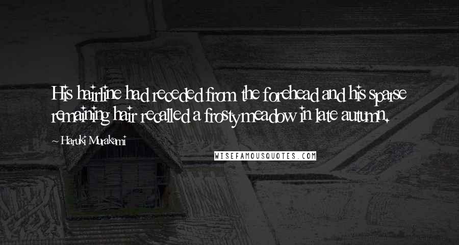 Haruki Murakami Quotes: His hairline had receded from the forehead and his sparse remaining hair recalled a frosty meadow in late autumn.