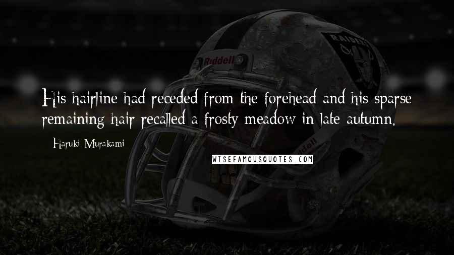 Haruki Murakami Quotes: His hairline had receded from the forehead and his sparse remaining hair recalled a frosty meadow in late autumn.