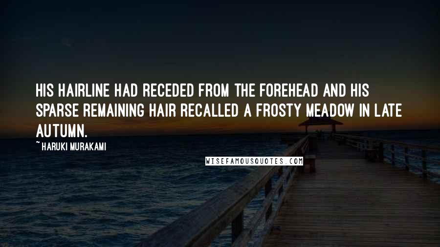 Haruki Murakami Quotes: His hairline had receded from the forehead and his sparse remaining hair recalled a frosty meadow in late autumn.
