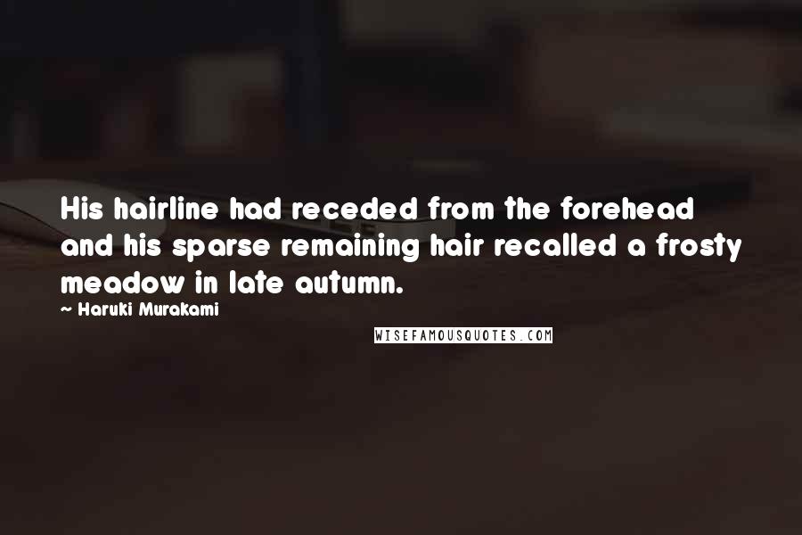 Haruki Murakami Quotes: His hairline had receded from the forehead and his sparse remaining hair recalled a frosty meadow in late autumn.