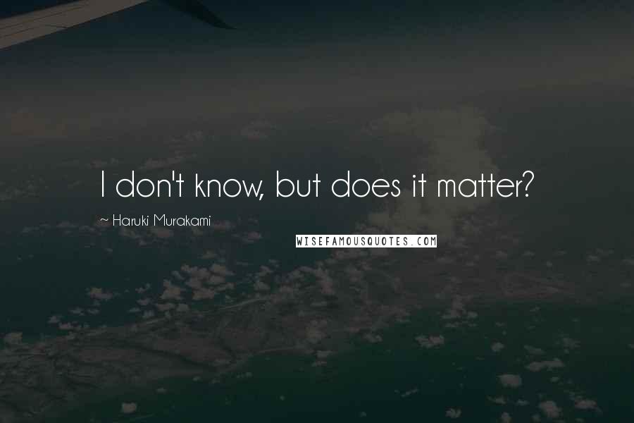 Haruki Murakami Quotes: I don't know, but does it matter?