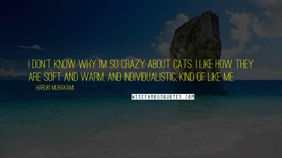 Haruki Murakami Quotes: I don't know why I'm so crazy about cats. I like how they are soft and warm, and individualistic, kind of like me.