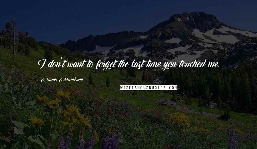 Haruki Murakami Quotes: I don't want to forget the last time you touched me.