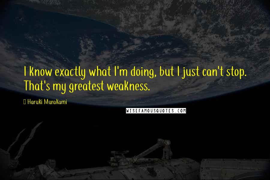Haruki Murakami Quotes: I know exactly what I'm doing, but I just can't stop. That's my greatest weakness.