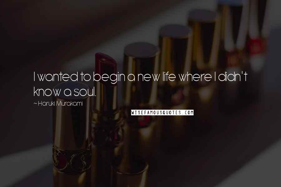 Haruki Murakami Quotes: I wanted to begin a new life where I didn't know a soul.