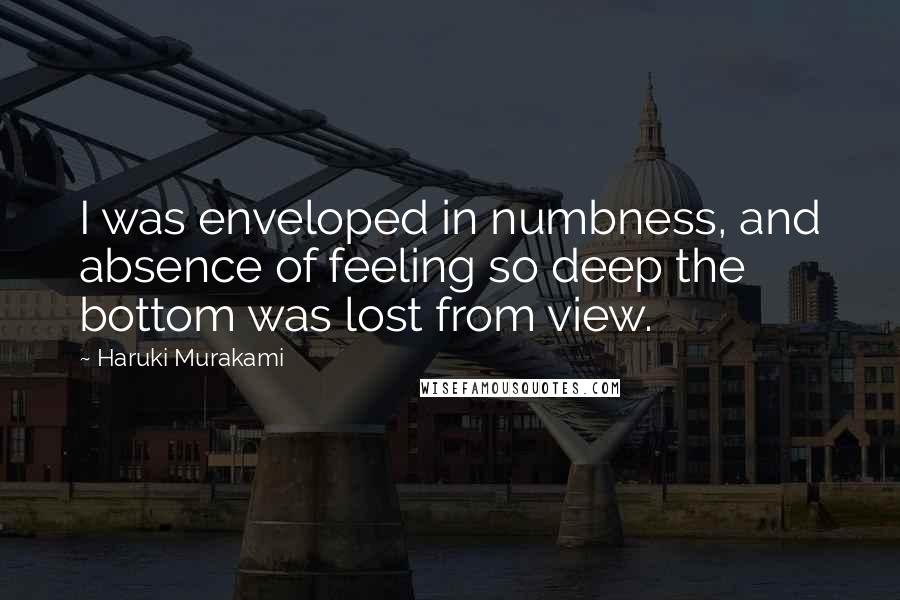 Haruki Murakami Quotes: I was enveloped in numbness, and absence of feeling so deep the bottom was lost from view.