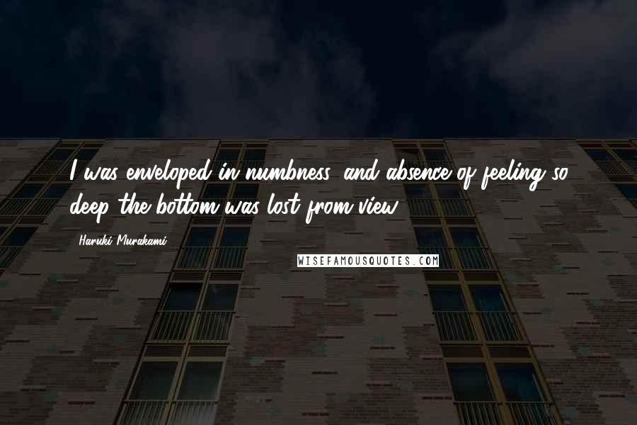 Haruki Murakami Quotes: I was enveloped in numbness, and absence of feeling so deep the bottom was lost from view.