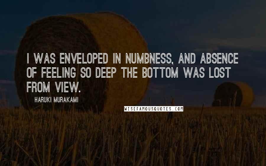 Haruki Murakami Quotes: I was enveloped in numbness, and absence of feeling so deep the bottom was lost from view.
