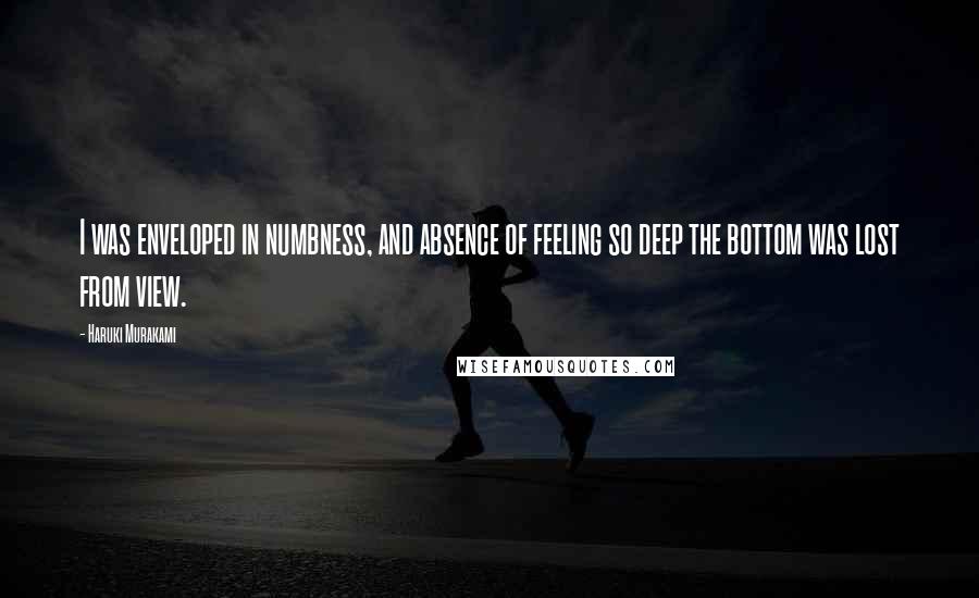 Haruki Murakami Quotes: I was enveloped in numbness, and absence of feeling so deep the bottom was lost from view.