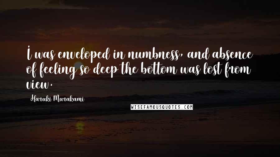 Haruki Murakami Quotes: I was enveloped in numbness, and absence of feeling so deep the bottom was lost from view.