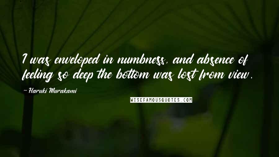 Haruki Murakami Quotes: I was enveloped in numbness, and absence of feeling so deep the bottom was lost from view.