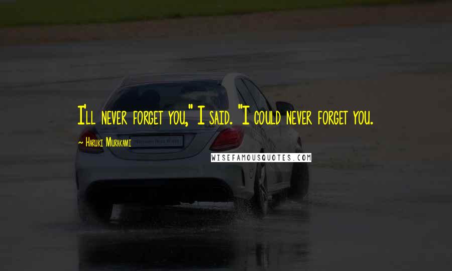 Haruki Murakami Quotes: I'll never forget you," I said. "I could never forget you.