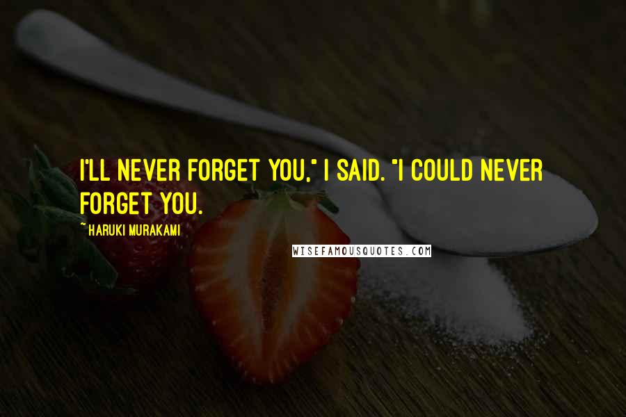 Haruki Murakami Quotes: I'll never forget you," I said. "I could never forget you.