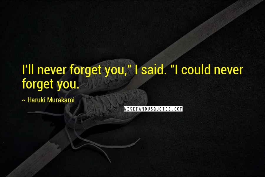 Haruki Murakami Quotes: I'll never forget you," I said. "I could never forget you.