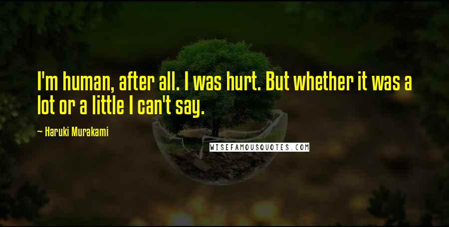 Haruki Murakami Quotes: I'm human, after all. I was hurt. But whether it was a lot or a little I can't say.