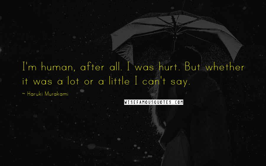 Haruki Murakami Quotes: I'm human, after all. I was hurt. But whether it was a lot or a little I can't say.