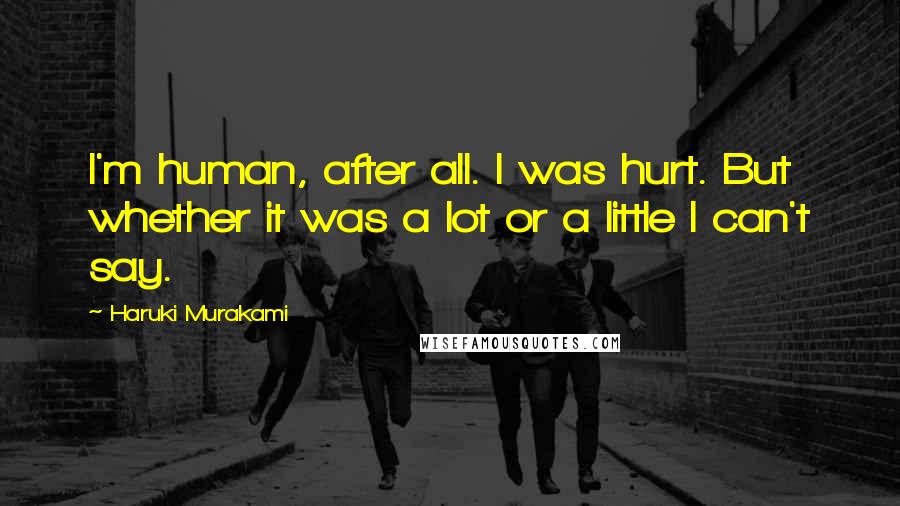 Haruki Murakami Quotes: I'm human, after all. I was hurt. But whether it was a lot or a little I can't say.
