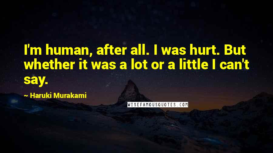 Haruki Murakami Quotes: I'm human, after all. I was hurt. But whether it was a lot or a little I can't say.