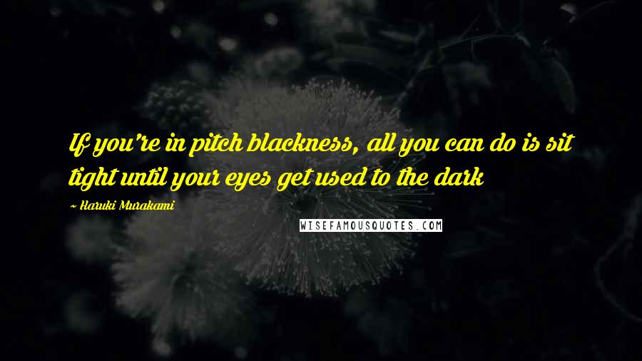 Haruki Murakami Quotes: If you're in pitch blackness, all you can do is sit tight until your eyes get used to the dark