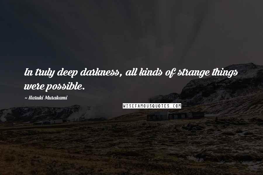 Haruki Murakami Quotes: In truly deep darkness, all kinds of strange things were possible.