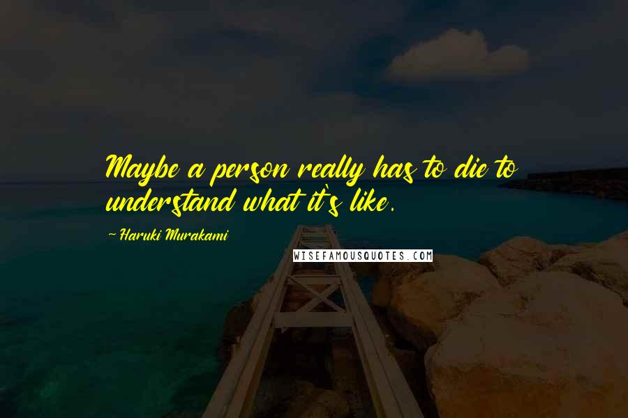 Haruki Murakami Quotes: Maybe a person really has to die to understand what it's like.