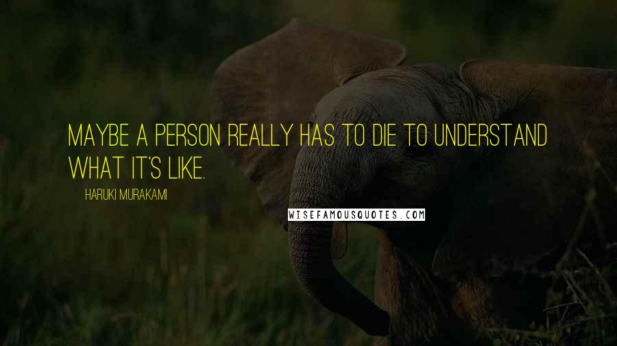 Haruki Murakami Quotes: Maybe a person really has to die to understand what it's like.