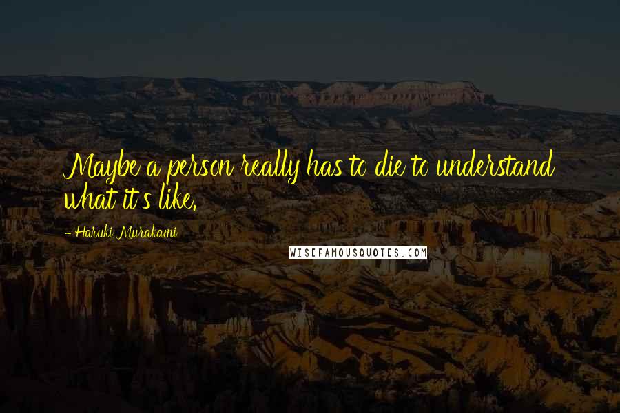 Haruki Murakami Quotes: Maybe a person really has to die to understand what it's like.