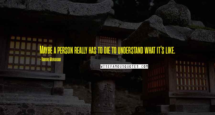 Haruki Murakami Quotes: Maybe a person really has to die to understand what it's like.