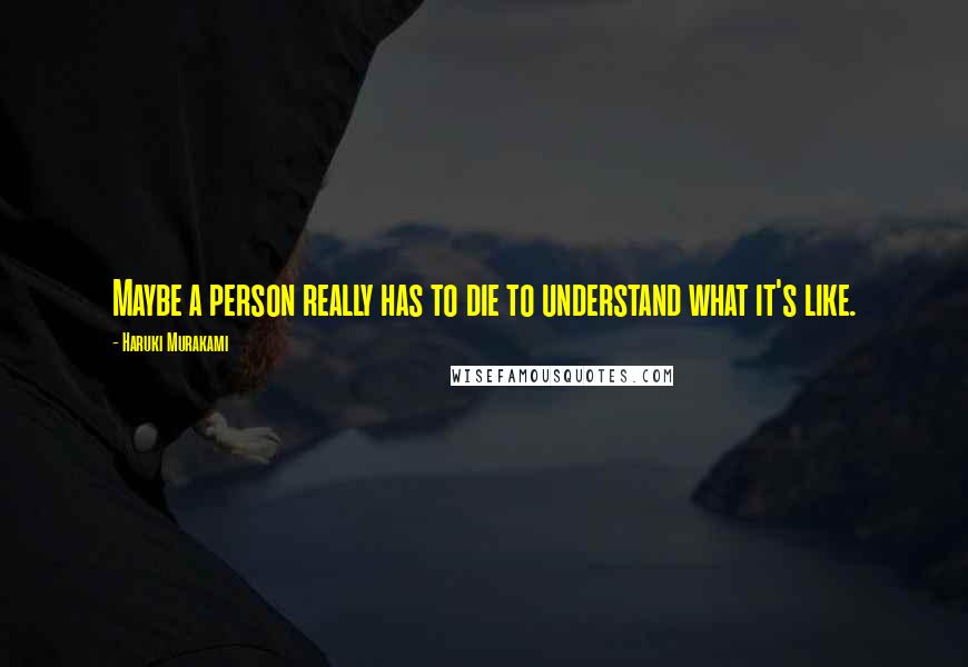 Haruki Murakami Quotes: Maybe a person really has to die to understand what it's like.