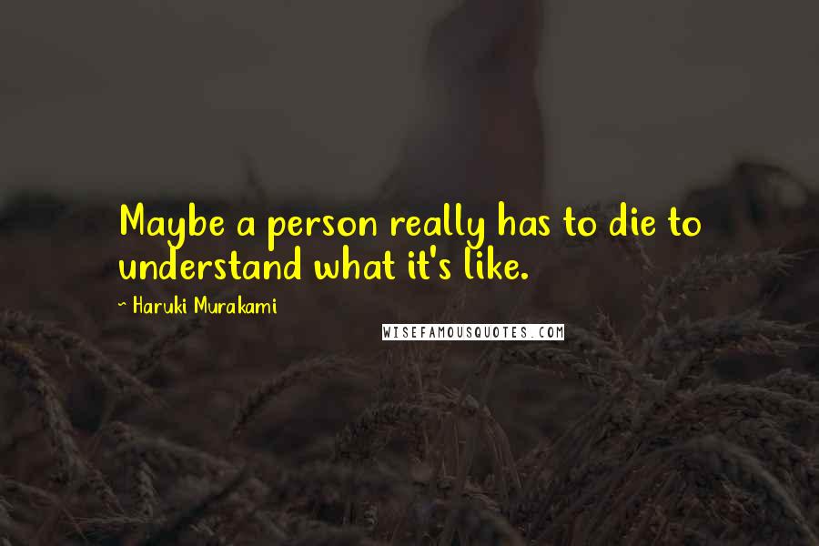 Haruki Murakami Quotes: Maybe a person really has to die to understand what it's like.