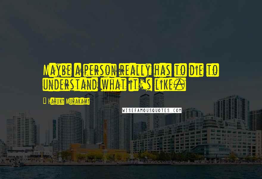 Haruki Murakami Quotes: Maybe a person really has to die to understand what it's like.