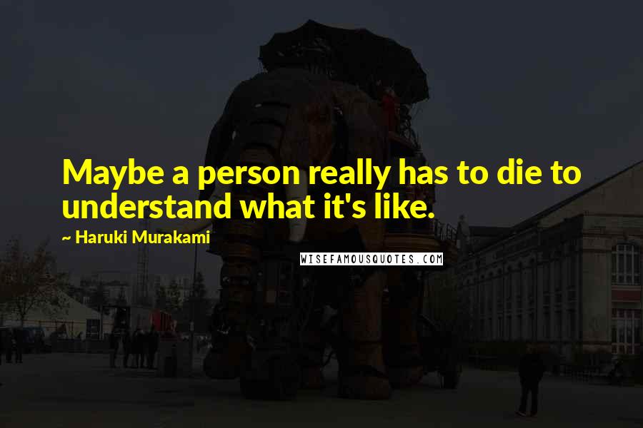 Haruki Murakami Quotes: Maybe a person really has to die to understand what it's like.