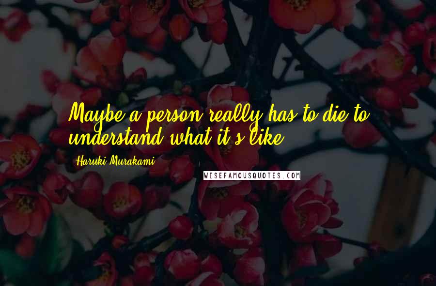Haruki Murakami Quotes: Maybe a person really has to die to understand what it's like.