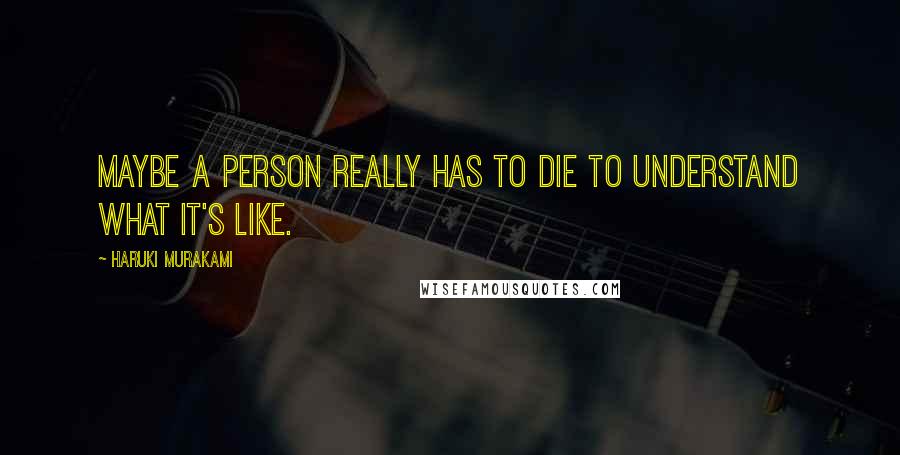 Haruki Murakami Quotes: Maybe a person really has to die to understand what it's like.