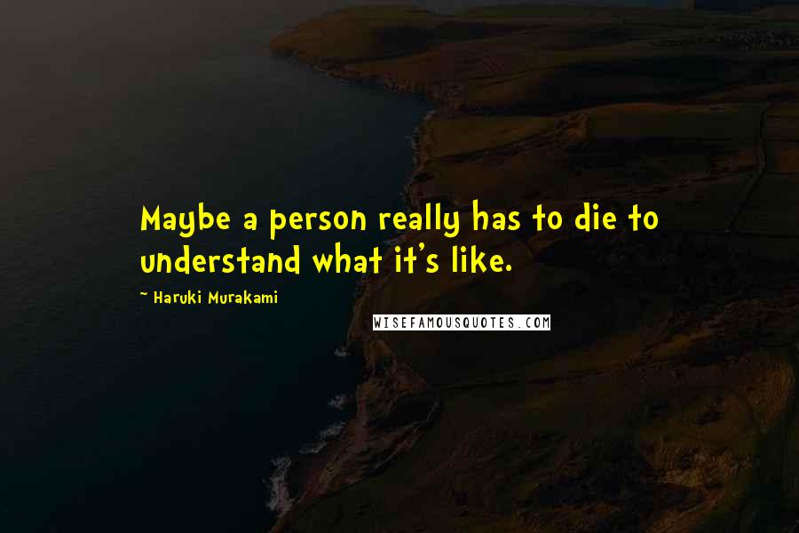 Haruki Murakami Quotes: Maybe a person really has to die to understand what it's like.