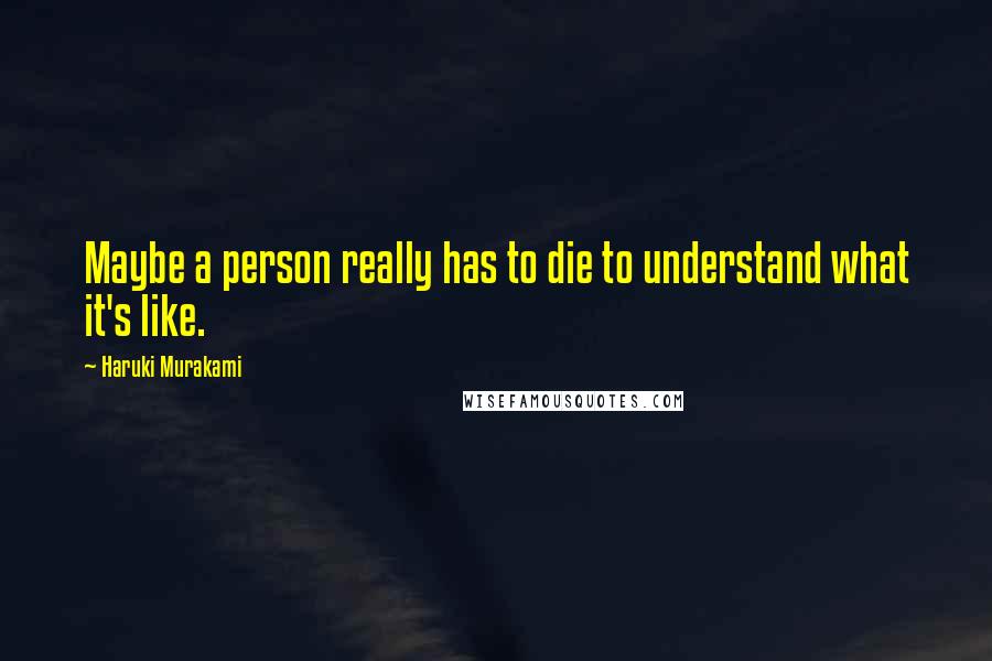 Haruki Murakami Quotes: Maybe a person really has to die to understand what it's like.