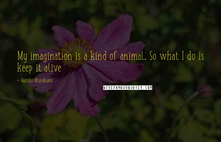 Haruki Murakami Quotes: My imagination is a kind of animal. So what I do is keep it alive