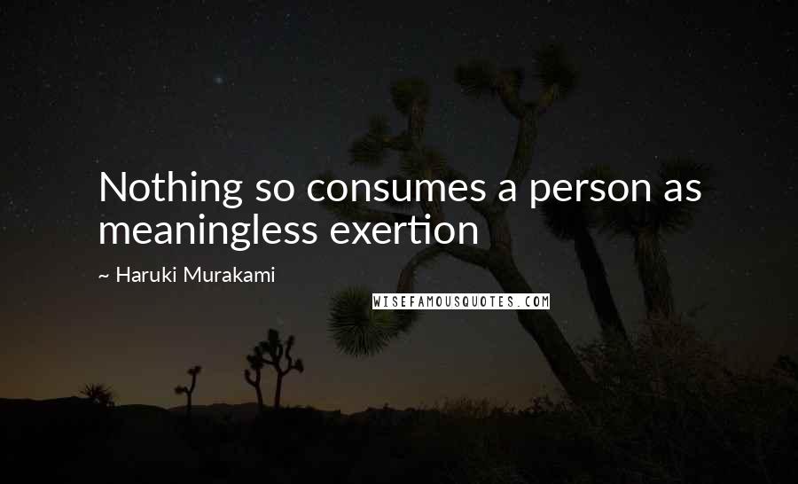 Haruki Murakami Quotes: Nothing so consumes a person as meaningless exertion