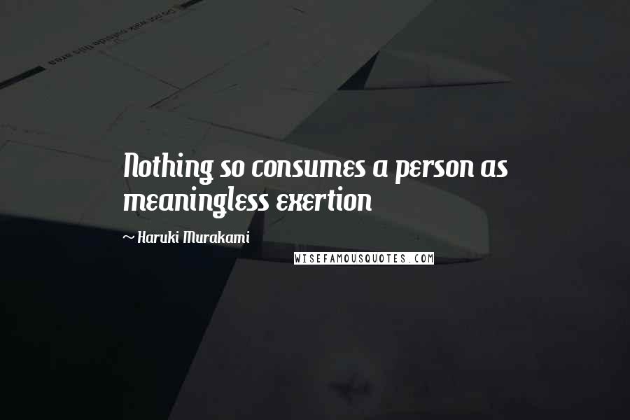 Haruki Murakami Quotes: Nothing so consumes a person as meaningless exertion