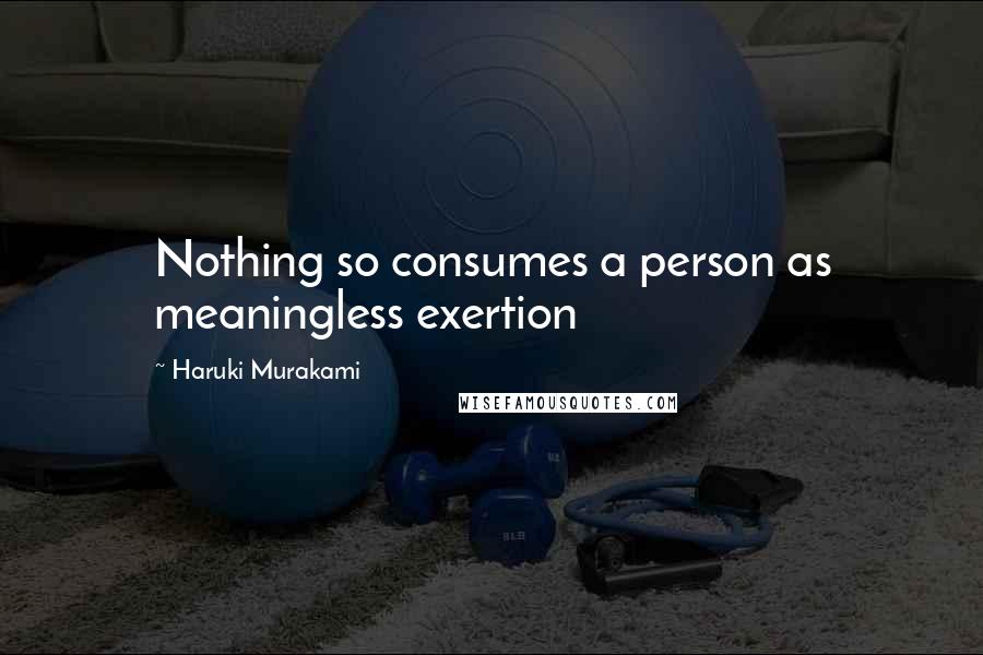 Haruki Murakami Quotes: Nothing so consumes a person as meaningless exertion